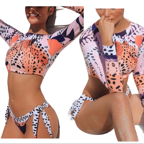 New! Long sleeve wildcat printed  bikini - Picture 4 of 12